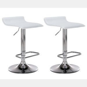 Set De 2 Taburetes Dyn en Cuero PU Simil cuero Blanco 41X38X65 cm