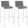 Juego de 2 taburetes de bar Hover, tela, base de cuatro patas Gris claro 48X43X100 cm