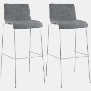 Juego de 2 taburetes de bar Hover, tela, base de cuatro patas Gris claro 48X43X100 cm