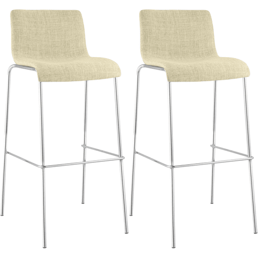Juego de 2 taburetes de bar Hover, tela, base de cuatro patas Crema 48X43X100 cm