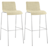 Juego de 2 taburetes de bar Hover, tela, base de cuatro patas Crema 48X43X100 cm
