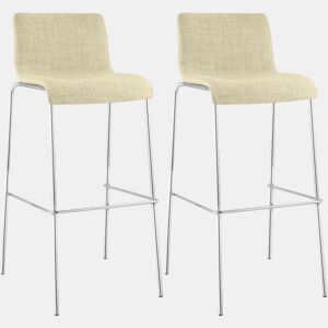 Juego de 2 taburetes de bar Hover, tela, base de cuatro patas Crema 48X43X100 cm