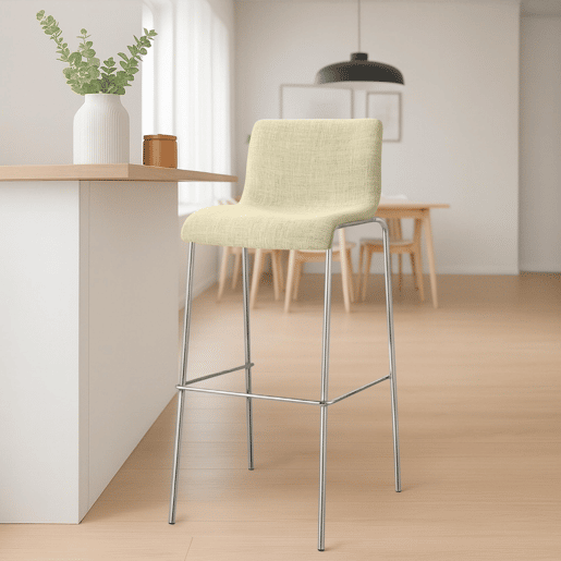Juego de 2 taburetes de bar Hover, tela, base de cuatro patas Crema 48X43X100 cm