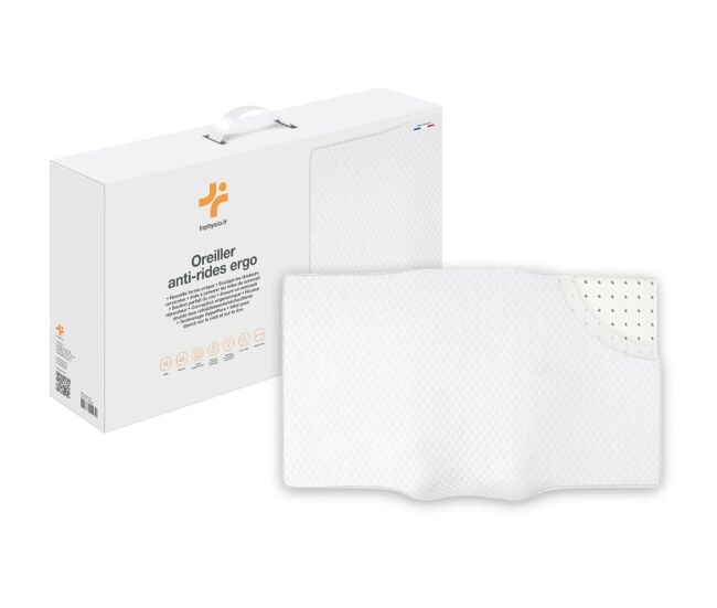 Almohada ergonómica antiarrugas y antiacúfenos ergo extra grande (65 cm), con lados frío-caliente