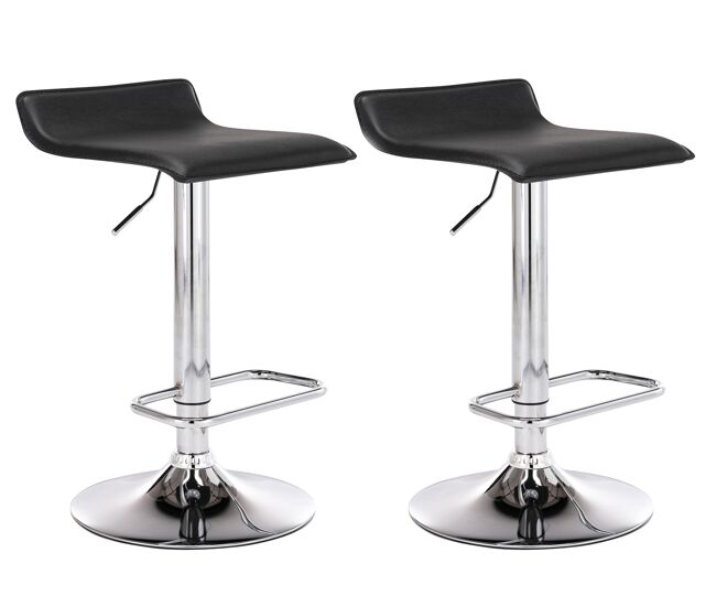 Set de 2 taburetes dyn en cuero pu simil cuero negro 41x38x65 cm