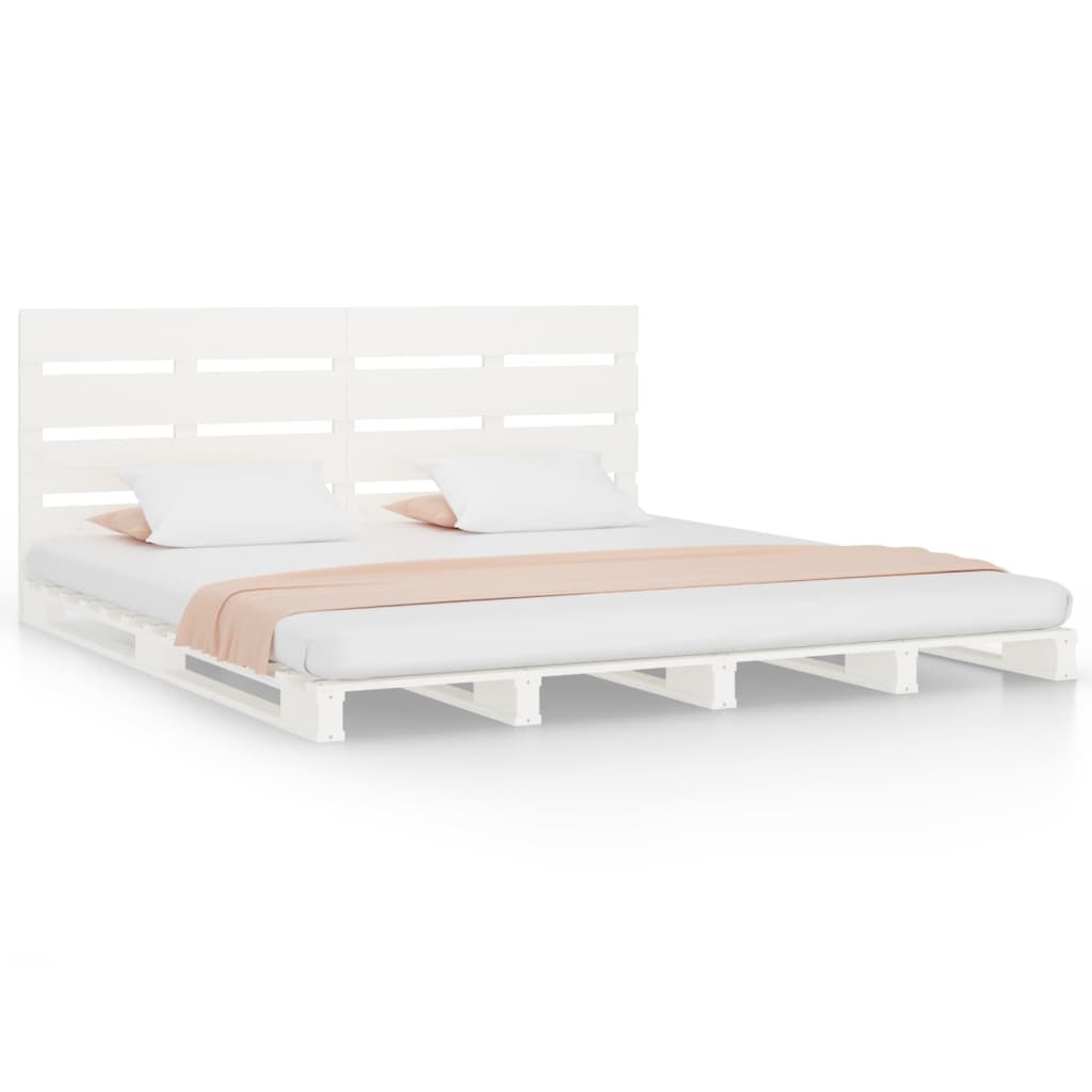 Estructura de cama de madera maciza de pino blanco 200x200 cm