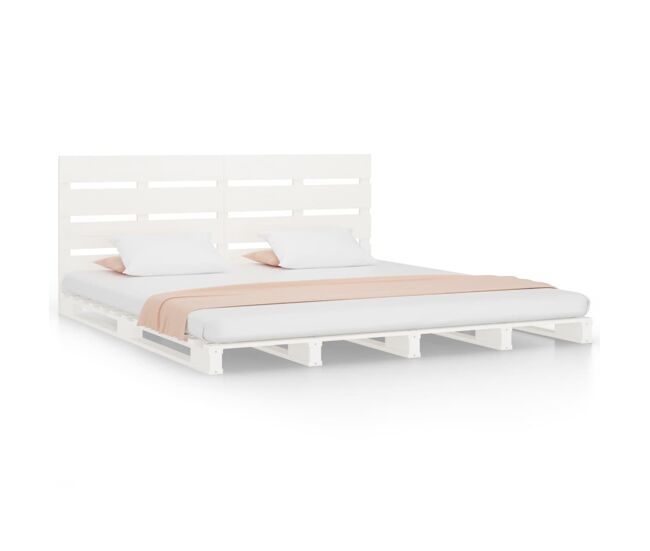 Estructura de cama de madera maciza de pino blanco 200x200 cm