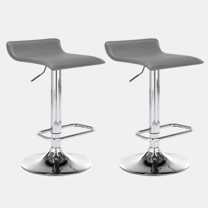 Set De 2 Taburetes Dyn en Cuero PU Simil cuero Gris 41X38X65 cm