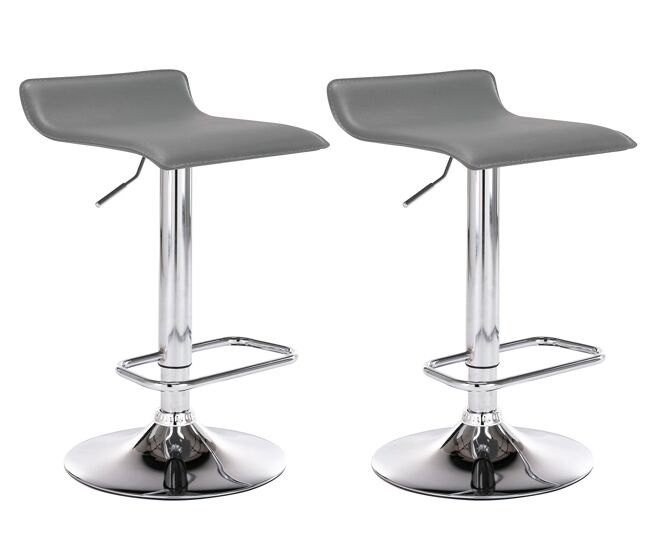 Set de 2 taburetes dyn en cuero pu simil cuero gris 41x38x65 cm