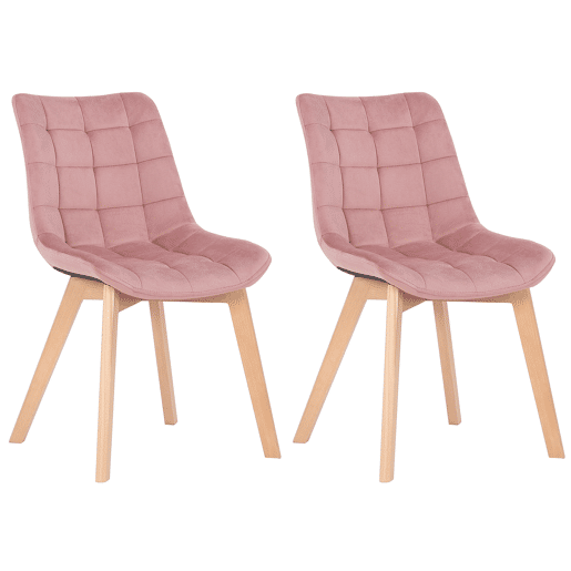 Set de 2 Sillas de comedor Passaic en terciopelo Rosado 61X46X82 cm