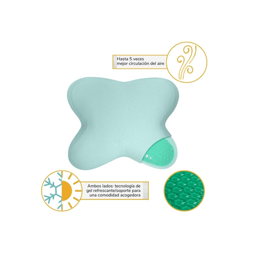 Almofada de Espuma com Memória em Forma de Borboleta com Gel Refrescante, Dupla Face Refrescante, Infusão de Chá Verde