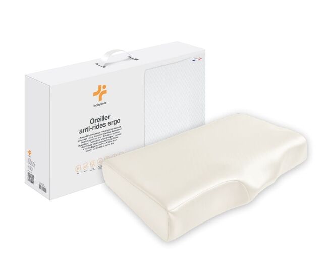 Almohada ergonómica antiarrugas y antiacúfenos ergo extra grande con funda de almohada de seda