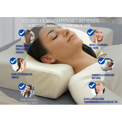 Almofada Ergonômica Anti-Rugas e Antiacúfenos ERGO Extra Grande com Capa de Almofada de seda
