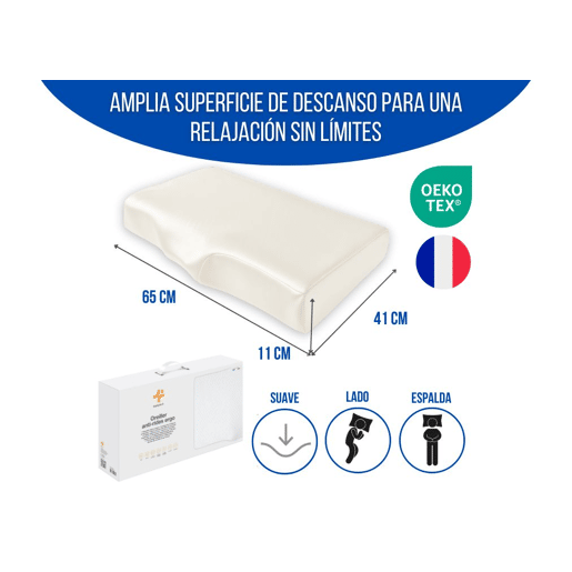 Almofada Ergonômica Anti-Rugas e Antiacúfenos ERGO Extra Grande com Capa de Almofada de seda