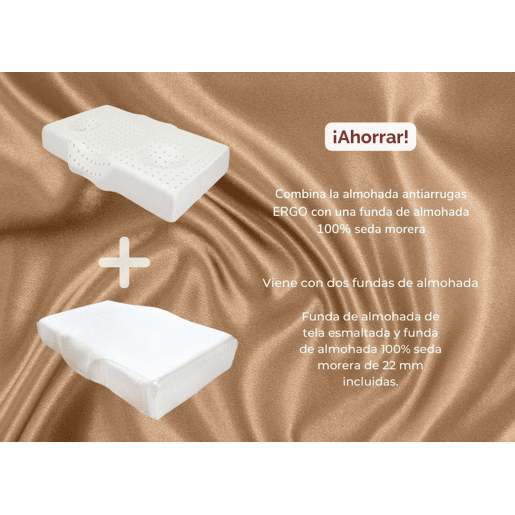 Almofada Ergonômica Anti-Rugas e Antiacúfenos ERGO Extra Grande com Capa de Almofada de seda