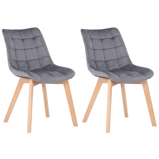Set de 2 Sillas de comedor Passaic en terciopelo Gris 61X46X82 cm