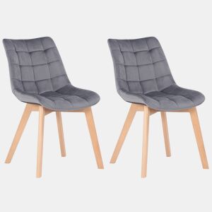 Set de 2 Sillas de comedor Passaic en terciopelo Gris 61X46X82 cm