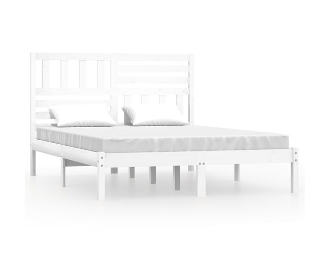 Estructura de cama de madera de pino maciza blanca 140x190 cm