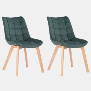 Set de 2 Sillas de comedor Passaic en terciopelo Verde 61X46X82 cm