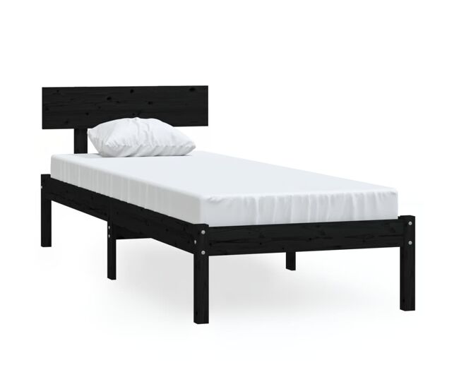 Estructura de cama madera pino pequeña individual 75x190 cm