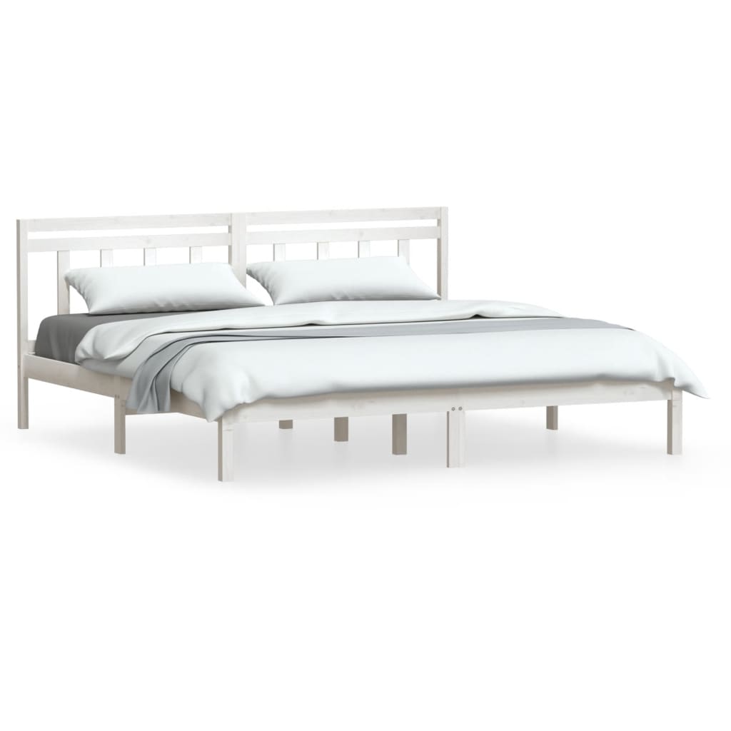 Estructura de cama de madera maciza de pino blanco 160x200 cm