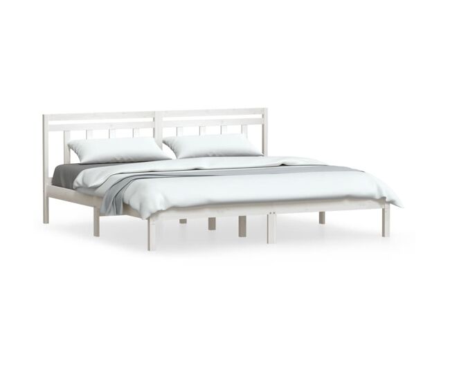 Estructura de cama de madera maciza de pino blanco 160x200 cm