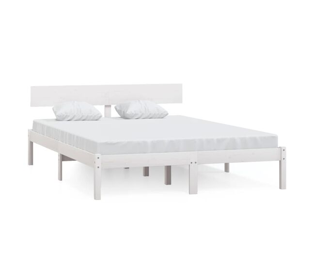 Estructura cama madera pino pequeña individual blanca 120x190cm