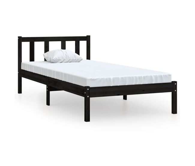 Estructura de cama madera maciza de pino negro 75x190 cm