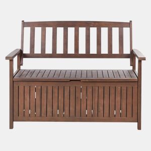 Banco de jardim SOVANA 120 cm com arrumação Madeira de acácia Castanho escuro