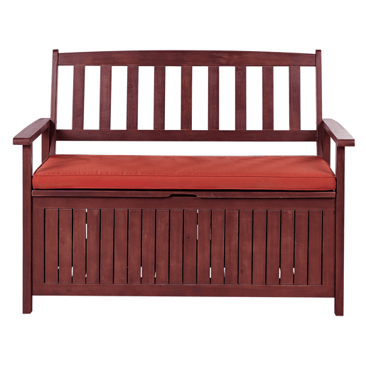 Bancos de jardim com almofadas SOVANA 120 cm com arrumação Madeira de acácia Vermelho