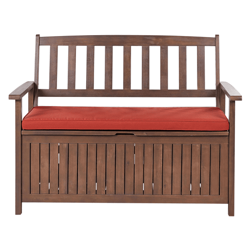 Bancos de jardim com almofadas SOVANA 120 cm com arrumação Madeira de acácia Vermelho