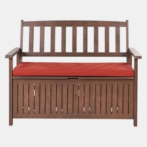 Bancos de jardim com almofadas SOVANA 120 cm com arrumação Madeira de acácia Vermelho