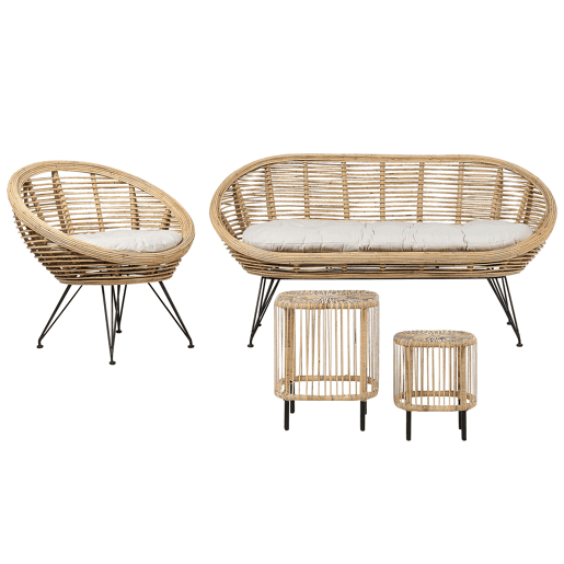 Conjunto de jardim com mesa 3 lugares MARATEACESENATICO Rattan Natural