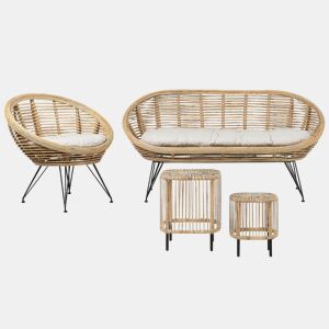 Conjunto de jardim com mesa 3 lugares MARATEACESENATICO Rattan Natural