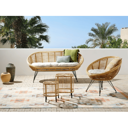 Conjunto de jardim com mesa 3 lugares MARATEACESENATICO Rattan Natural