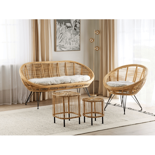 Conjunto de jardim com mesa 3 lugares MARATEACESENATICO Rattan Natural