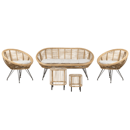 Conjunto de jardim com mesa 4 lugares MARATEACESENATICO Rattan Natural