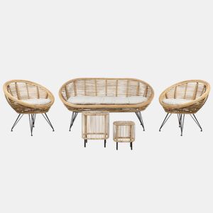 Conjunto de jardim com mesa 4 lugares MARATEACESENATICO Rattan Natural