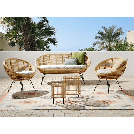 Conjunto de jardim com mesa 4 lugares MARATEACESENATICO Rattan Natural