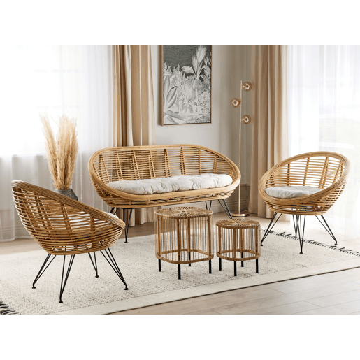Conjunto de jardim com mesa 4 lugares MARATEACESENATICO Rattan Natural