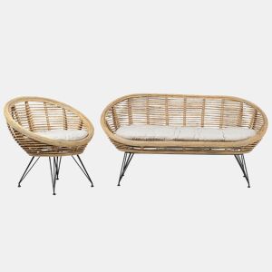 Conjunto de sofás de jardim 3 lugares MARATEA Rattan Natural