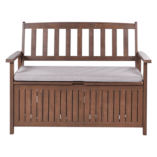 Bancos de jardim com almofadas SOVANA 120 cm com arrumação Madeira de acácia Cinzento claro