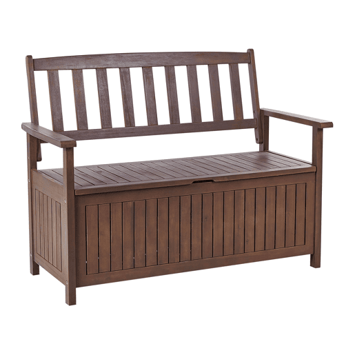 Bancos de jardim com almofadas SOVANA 120 cm com arrumação Madeira de acácia Cinzento claro