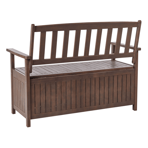 Bancos de jardim com almofadas SOVANA 120 cm com arrumação Madeira de acácia Cinzento claro