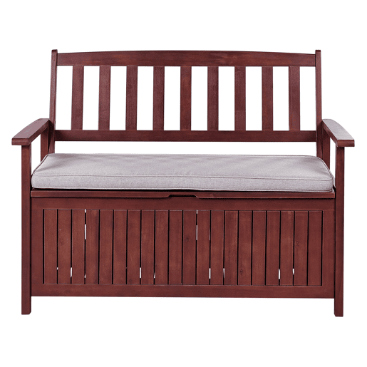 Bancos de jardim com almofadas SOVANA 120 cm com arrumação Madeira de acácia Cinzento claro