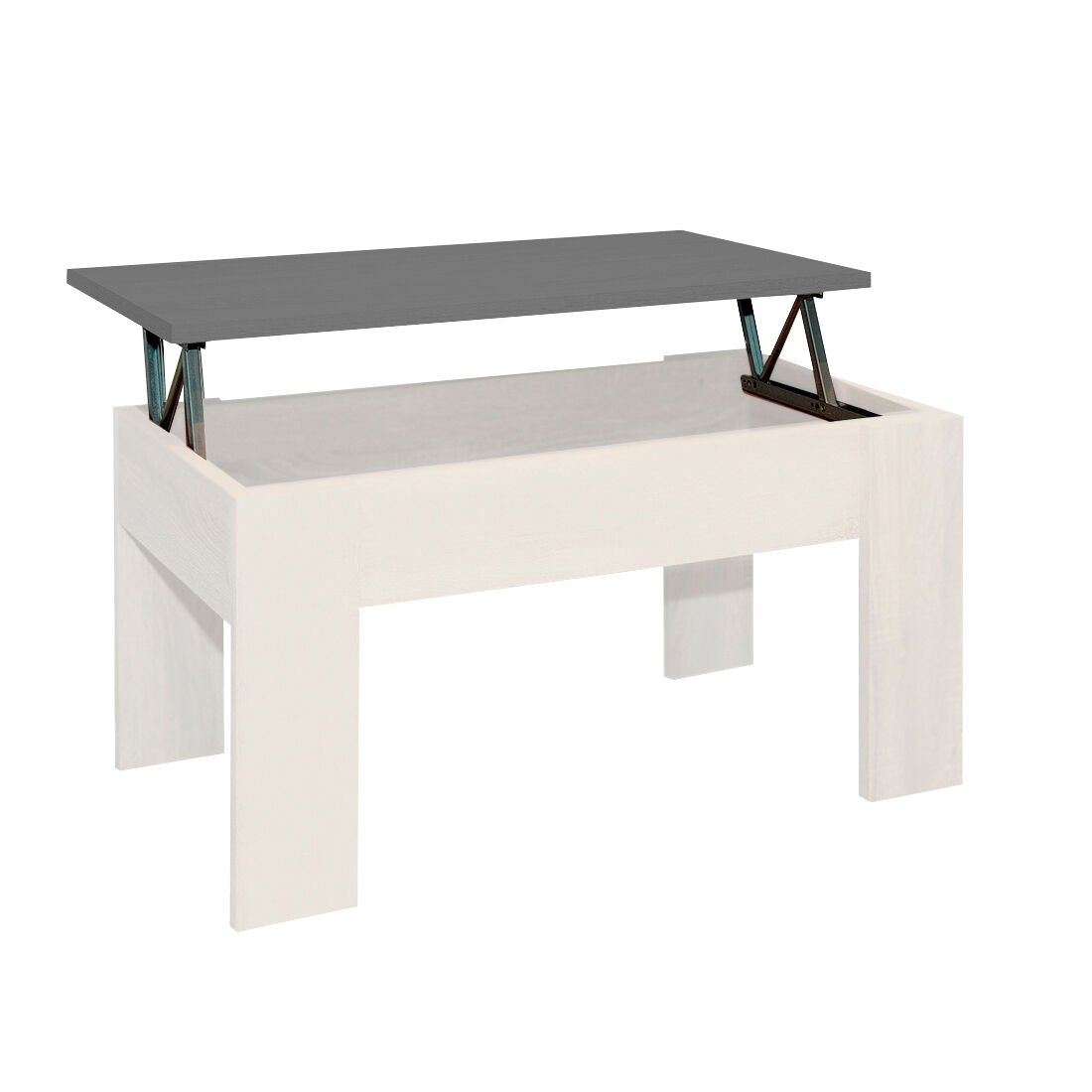 Acomoda Textil – Mesa de Centro Elevable de Madera Gala. 90x46 Blanco/ Gris