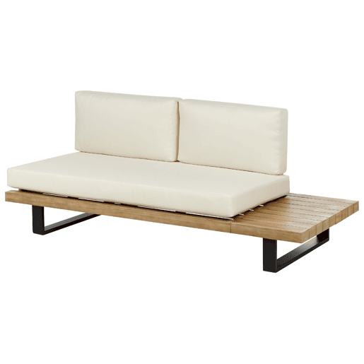 Conjunto de sofás de jardim de canto 5 lugares MYKONOS à direita Madeira de Acácia certificada Branco creme