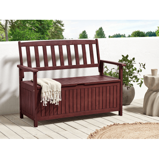 Banco de jardim SOVANA 120 cm com arrumação Madeira de acácia Vermelho escuro