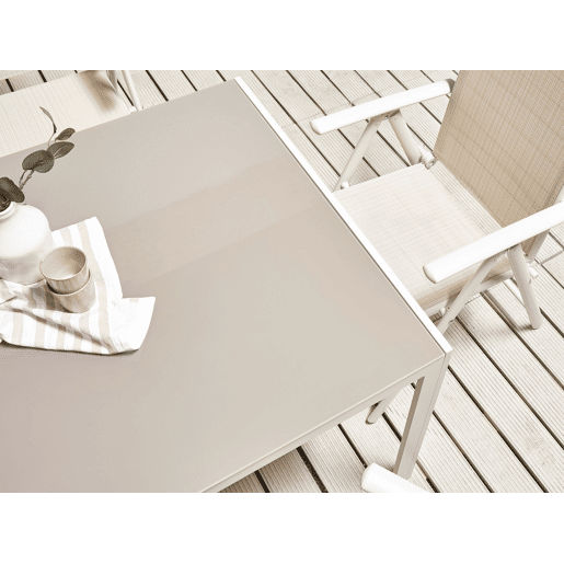 Mesa de refeição de jardim CATANIA 160 cm 91 cm Vidro Creme
