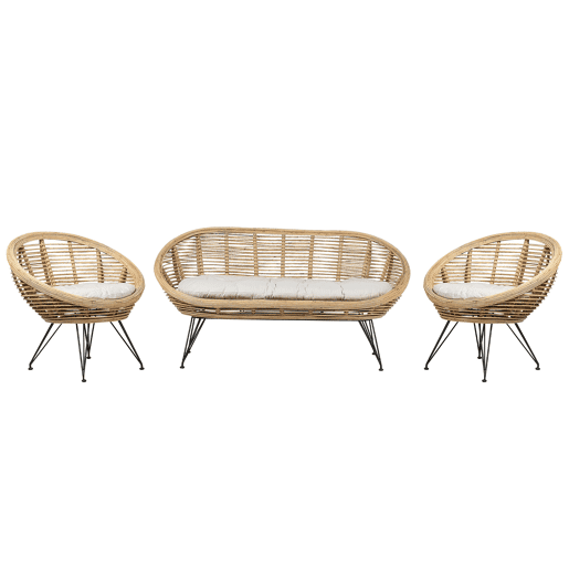 Conjunto de sofás de jardim 4 lugares MARATEA Rattan Natural